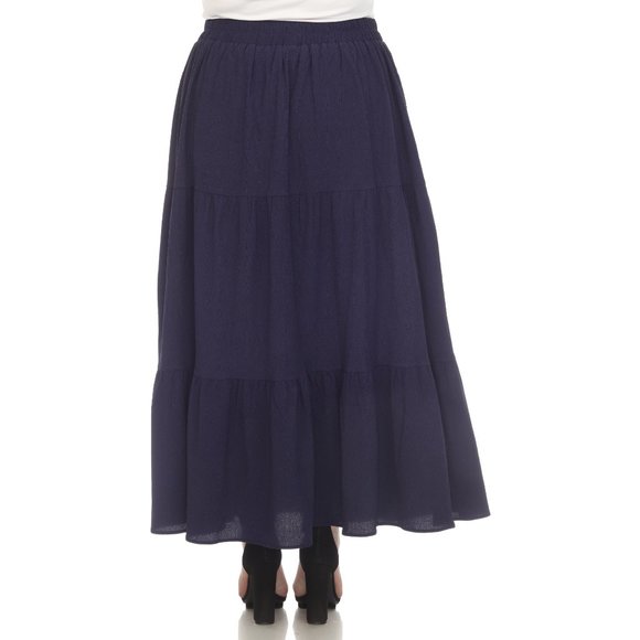Plus Size Pleated Tiered Maxi Skirt - Picture 4 of 5